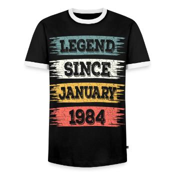 Legend 40 Years 1984 January 40 Years Anniversary - Men's Ringer Shirt - black/white - Front - AI Model Female 172 light (172cm) & AI Model Male 178 light (178cm)