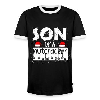 Funny Christmas Nutcracker Advent Sayings - Men's Ringer Shirt - black/white - Front - AI Model Female 172 light (172cm) & AI Model Male 178 light (178cm)