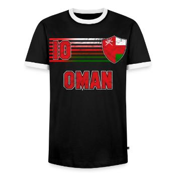 Oman - Männer Kontrast-T-Shirt - Schwarz/Weiß - Vorne - AI Model Female 172 light (172cm) & AI Model Male 178 light (178cm)