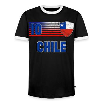 Chile - Männer Kontrast-T-Shirt - Schwarz/Weiß - Vorne - AI Model Female 172 light (172cm) & AI Model Male 178 light (178cm)