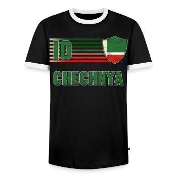 Chechnya - Men's Ringer Shirt - black/white - Front - AI Model Female 172 light (172cm) & AI Model Male 178 light (178cm)