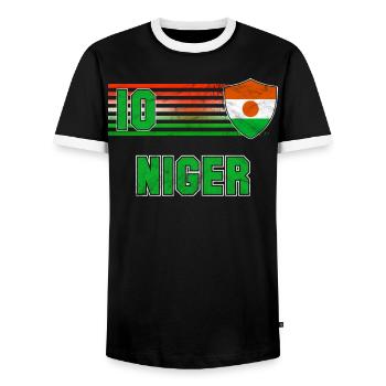 Niger - Men's Ringer Shirt - black/white - Front - AI Model Female 172 light (172cm) & AI Model Male 178 light (178cm)