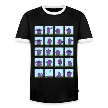 PlumBoo Dance Cycle - Men's Ringer Shirt - black/white - Front - AI Model Female 172 light (172cm) & AI Model Male 178 light (178cm)