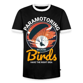 Paramotor Pilot Paramotoring Powered Paraglider - Men's Ringer Shirt - black/white - Front - AI Model Female 172 light (172cm) & AI Model Male 178 light (178cm)