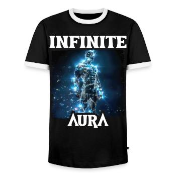 Aura Infinie Points Humor Meme Aura - Men's Ringer Shirt - black/white - Front - AI Model Female 172 light (172cm) & AI Model Male 178 light (178cm)
