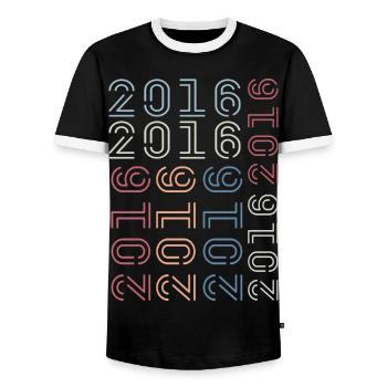 Born In 2016 Birthday Gift 2016 Retro 2016 - Men's Ringer Shirt - black/white - Front - AI Model Female 172 light (172cm) & AI Model Male 178 light (178cm)