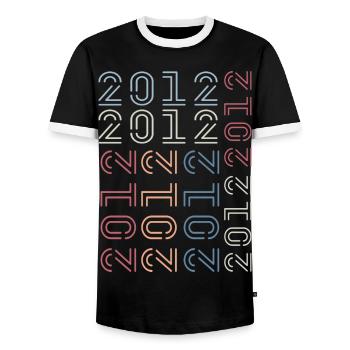 Geboren im Jahr 2012 Geburtstagsgeschenk 2012 Retro 2012 - Männer Kontrast-T-Shirt - Schwarz/Weiß - Vorne - AI Model Female 172 light (172cm) & AI Model Male 178 light (178cm)