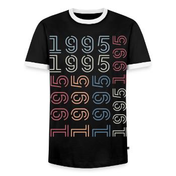 Né en 1995 Cadeau Anniversaire 1995 Retro 1995 - T-shirt contrasté Homme - noir/blanc - Devant - AI Model Female 172 light (172cm) & AI Model Male 178 light (178cm)