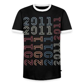 Né en 2011 Cadeau Anniversaire 2011 Retro 2011 - T-shirt contrasté Homme - noir/blanc - Devant - AI Model Female 172 light (172cm) & AI Model Male 178 light (178cm)