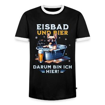 Eisbad und Bier French Bulldog Fun Design - Männer Kontrast-T-Shirt - Schwarz/Weiß - Vorne - AI Model Female 172 light (172cm) & AI Model Male 178 light (178cm)