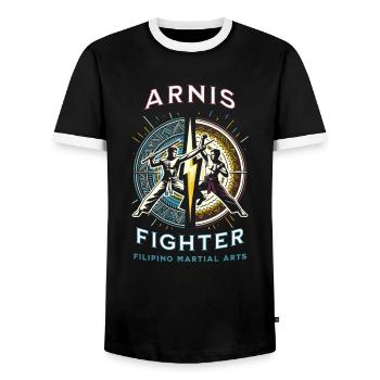 Arnis Kali Eskrima Entraînement de boxe philippine - T-shirt contrasté Homme - noir/blanc - Devant - AI Model Female 172 light (172cm) & AI Model Male 178 light (178cm)
