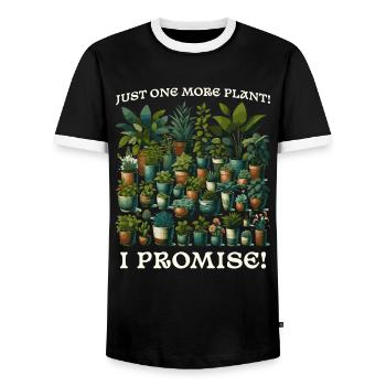 Plant Lover - Just One More Plant Gift - Men's Ringer Shirt - black/white - Front - AI Model Female 172 light (172cm) & AI Model Male 178 light (178cm)
