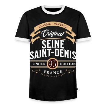 Département Seine-Saint-Denis, Frankreich - Männer Kontrast-T-Shirt - Schwarz/Weiß - Vorne - AI Model Female 172 light (172cm) & AI Model Male 178 light (178cm)