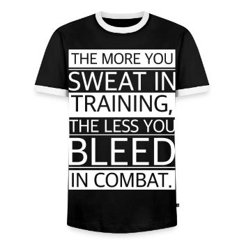 Le fitness, c’est ma vie | Sueur, Combat, Protéines - T-shirt contrasté Homme - noir/blanc - Devant - AI Model Female 172 light (172cm) & AI Model Male 178 light (178cm)