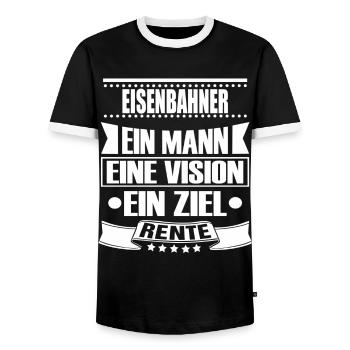 EISENBAHNER - Männer Kontrast-T-Shirt - Schwarz/Weiß - Vorne - AI Model Female 172 light (172cm) & AI Model Male 178 light (178cm)