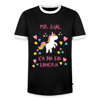 Mir egal - Männer Kontrast-T-Shirt - Schwarz/Weiß - Vorne - AI Model Female 172 light (172cm) & AI Model Male 178 light (178cm)
