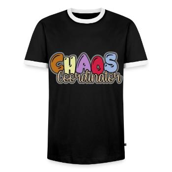 Kindergarten Chaos Coordinator - Men's Ringer Shirt - black/white - Front - AI Model Female 172 light (172cm) & AI Model Male 178 light (178cm)