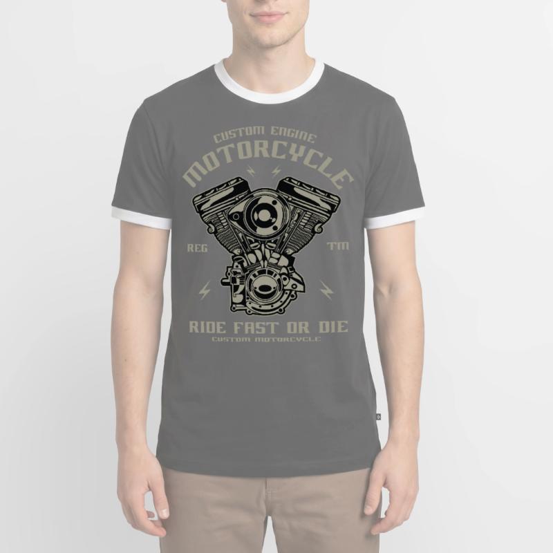 Motorcycle engine conversion Chopper Custom Engine Men's Ringer Shirt