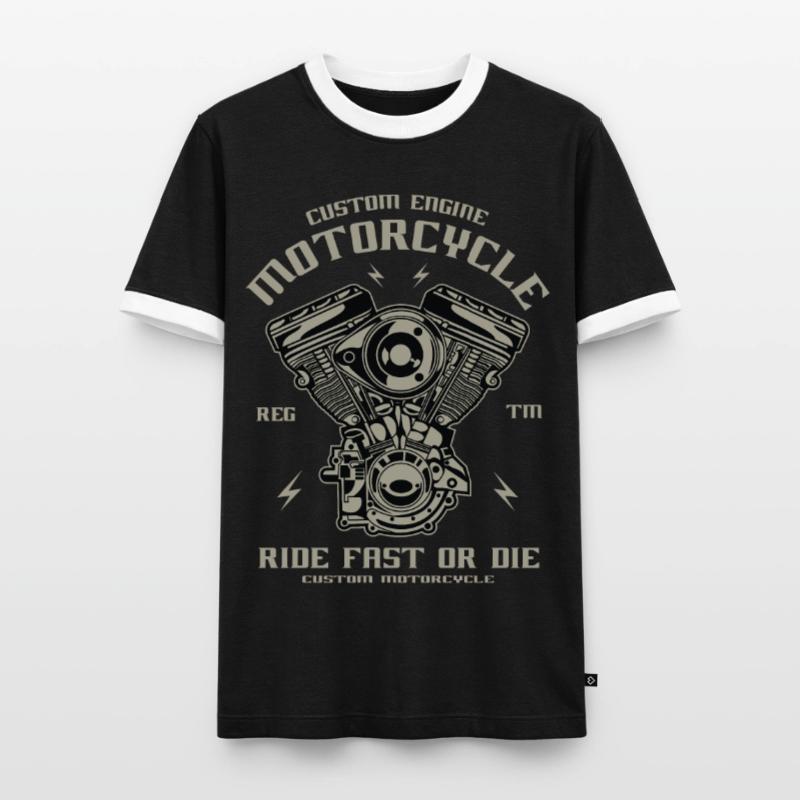 Motorcycle engine conversion Chopper Custom Engine Men's Ringer Shirt