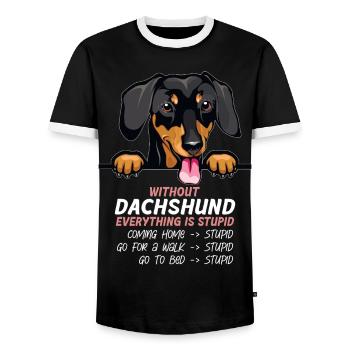 Ohne Dachshund ist alles doof - Männer Kontrast-T-Shirt - Schwarz/Weiß - Vorne - AI Model Female 172 light (172cm) & AI Model Male 178 light (178cm)