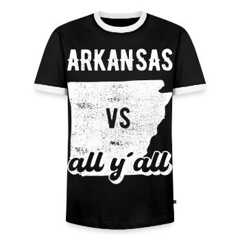 Arkansas all y all Geschenk - Männer Kontrast-T-Shirt - Schwarz/Weiß - Vorne - AI Model Female 172 light (172cm) & AI Model Male 178 light (178cm)