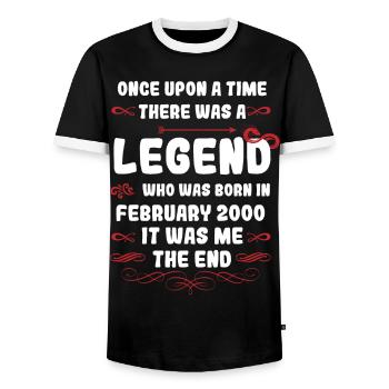 Es war einmal eine Legende. Februar 2000 Geburtsta - Männer Kontrast-T-Shirt - Schwarz/Weiß - Vorne - AI Model Female 172 light (172cm) & AI Model Male 178 light (178cm)