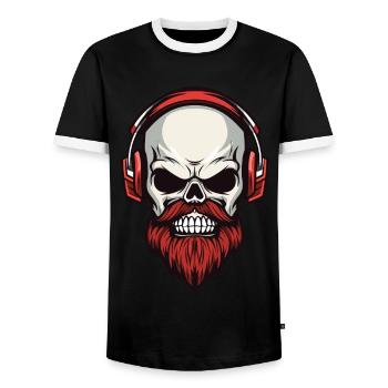Totenkopf im Hipster-Stil - Männer Kontrast-T-Shirt - Schwarz/Weiß - Vorne - AI Model Female 172 light (172cm) & AI Model Male 178 light (178cm)