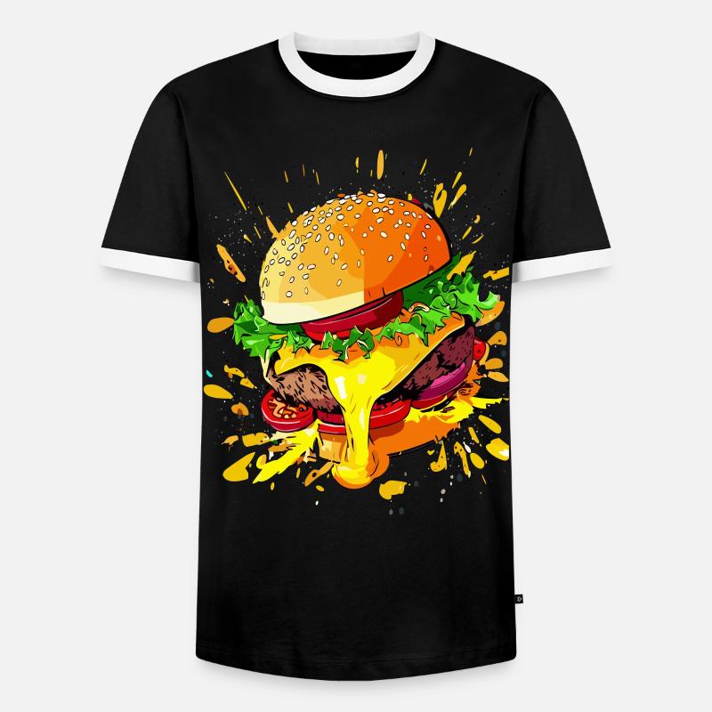Extra Käse Burger Cheeseburger - Männer Kontrast-T-Shirt - Schwarz/Weiß