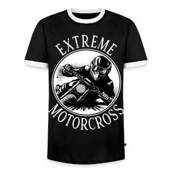 T-shirt de motocross extrême - T-shirt contrasté Homme - noir/blanc - Devant - AI Model Female 172 light (172cm) & AI Model Male 178 light (178cm)