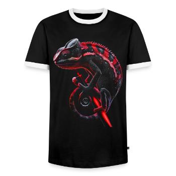 Chamäleon Motiv Tier Tierliebhaber Reptilien Echse - Männer Kontrast-T-Shirt - Schwarz/Weiß - Vorne - AI Model Female 172 light (172cm) & AI Model Male 178 light (178cm)