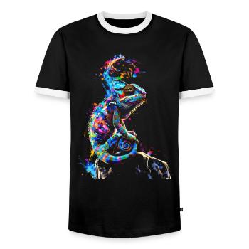 Caméléon motif animal amoureux des animaux reptile lézard - T-shirt contrasté Homme - noir/blanc - Devant - AI Model Female 172 light (172cm) & AI Model Male 178 light (178cm)