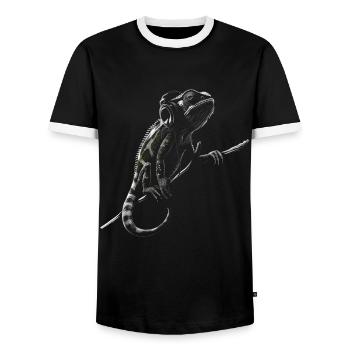 Chamäleon Motiv Tier Tierliebhaber Reptilien Echse - Männer Kontrast-T-Shirt - Schwarz/Weiß - Vorne - AI Model Female 172 light (172cm) & AI Model Male 178 light (178cm)