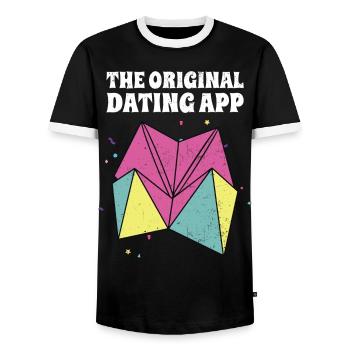 90er Jahre - Männer Kontrast-T-Shirt - Schwarz/Weiß - Vorne - AI Model Female 172 light (172cm) & AI Model Male 178 light (178cm)