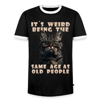 Drôles de chats disant adultes personnes âgées grand-mère grand-père - T-shirt contrasté Homme - noir/blanc - Devant - AI Model Female 172 light (172cm) & AI Model Male 178 light (178cm)