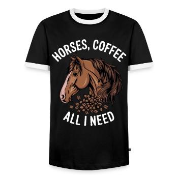 Lustiges Pferd Kunst Pferdebesitzer Pferde Kaffee - Männer Kontrast-T-Shirt - Schwarz/Weiß - Vorne - AI Model Female 172 light (172cm) & AI Model Male 178 light (178cm)