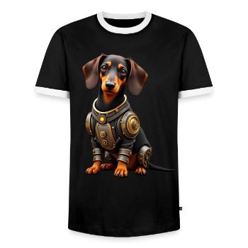 Funny Robot Dog Cyborg Animal AI Dog Robot - Men's Ringer Shirt - black/white - Front - AI Model Female 172 light (172cm) & AI Model Male 178 light (178cm)