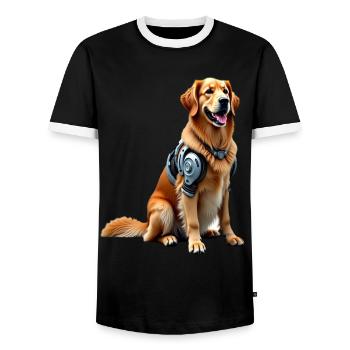 Funny Robot Dog Cyborg Animal AI Dog Robot - Men's Ringer Shirt - black/white - Front - AI Model Female 172 light (172cm) & AI Model Male 178 light (178cm)