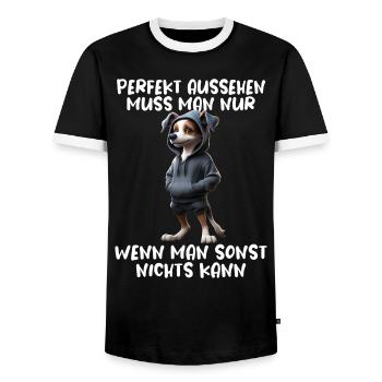 chien drôle disant amoureux des animaux chien drôle chien - T-shirt contrasté Homme - noir/blanc - Devant - AI Model Female 172 light (172cm) & AI Model Male 178 light (178cm)
