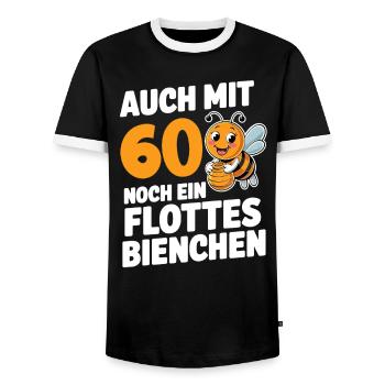 60. Geburtstag 60 Jahre Flottes Bienchen Frau - Männer Kontrast-T-Shirt - Schwarz/Weiß - Vorne - AI Model Female 172 light (172cm) & AI Model Male 178 light (178cm)
