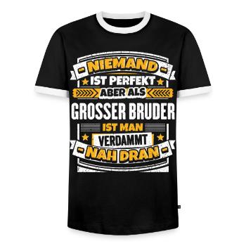 Lustiger Großer Bruder Spruch - Männer Kontrast-T-Shirt - Schwarz/Weiß - Vorne - AI Model Female 172 light (172cm) & AI Model Male 178 light (178cm)