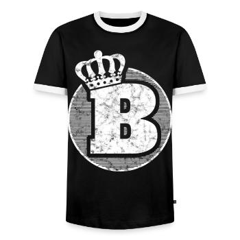 Stylischer Buchstabe B mit Krone - Männer Kontrast-T-Shirt - Schwarz/Weiß - Vorne - AI Model Female 172 light (172cm) & AI Model Male 178 light (178cm)