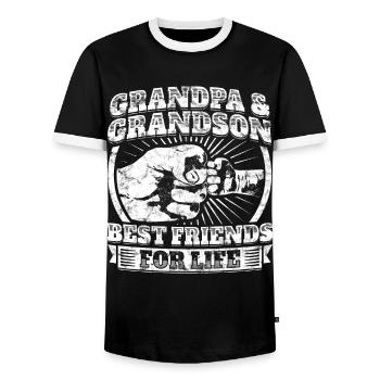 Grandpa Grandson Partner Shirt Grandpa child gift - Men's Ringer Shirt - black/white - Front - AI Model Female 172 light (172cm) & AI Model Male 178 light (178cm)