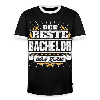 Bester Bachelor Spruch Geschenk Shirt - Männer Kontrast-T-Shirt - Schwarz/Weiß - Vorne - AI Model Female 172 light (172cm) & AI Model Male 178 light (178cm)