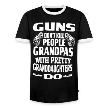 Gewehre töten nicht Menschen Grandpas - Männer Kontrast-T-Shirt - Schwarz/Weiß - Vorne - AI Model Female 172 light (172cm) & AI Model Male 178 light (178cm)