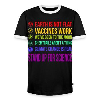 Levez-vous pour la science - T-shirt contrasté Homme - noir/blanc - Devant - AI Model Female 172 light (172cm) & AI Model Male 178 light (178cm)