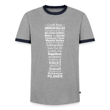 Bière, bière artisanale - T-shirt contrasté Homme - gris/marine  - Devant - AI Model Female 172 light (172cm) & AI Model Male 178 light (178cm)