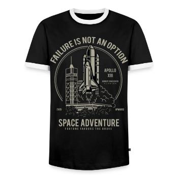 SPACE ADVENTURE - Space Shuttle Shirt Gift - Men's Ringer Shirt - black/white - Front - AI Model Female 172 light (172cm) & AI Model Male 178 light (178cm)