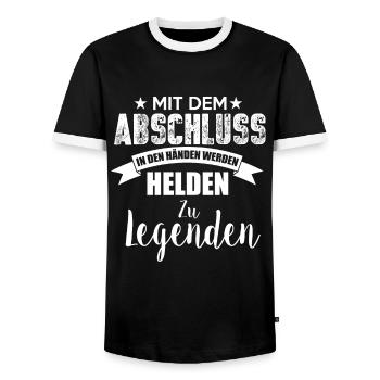 Abschluss Lehrer Schüler Schule Abitur Matura aus - Männer Kontrast-T-Shirt - Schwarz/Weiß - Vorne - AI Model Female 172 light (172cm) & AI Model Male 178 light (178cm)