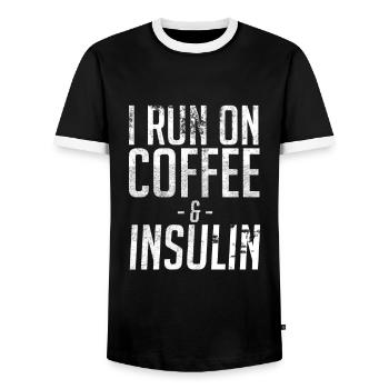 I Run On Coffee And Insulin Diabetic - Men's Ringer Shirt - black/white - Front - AI Model Female 172 light (172cm) & AI Model Male 178 light (178cm)