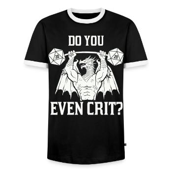 Do you even crit dragon shirt - Men's Ringer Shirt - black/white - Front - AI Model Female 172 light (172cm) & AI Model Male 178 light (178cm)